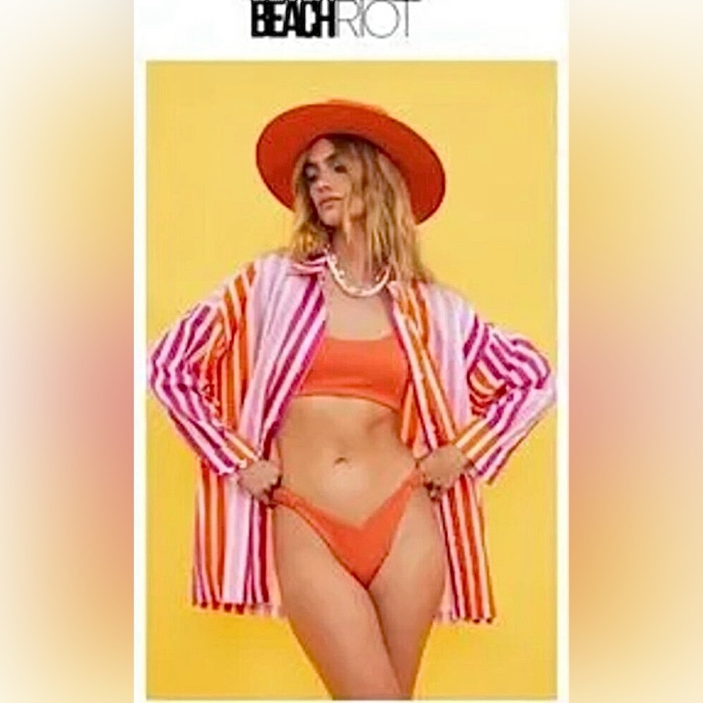 RARE Beach Riot Alexa Top Sunset Stripes NWT PL Resort Coverup